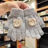 Kids' Winter Knit Bear Pattern Five-Finger Gloves