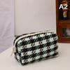 Черная парусиновая клетчатая дорожная сумка для хранения косметической помады, милые сумки для макияжа для девочек, органайзер, канцелярские пеналы, сумка-мешок
