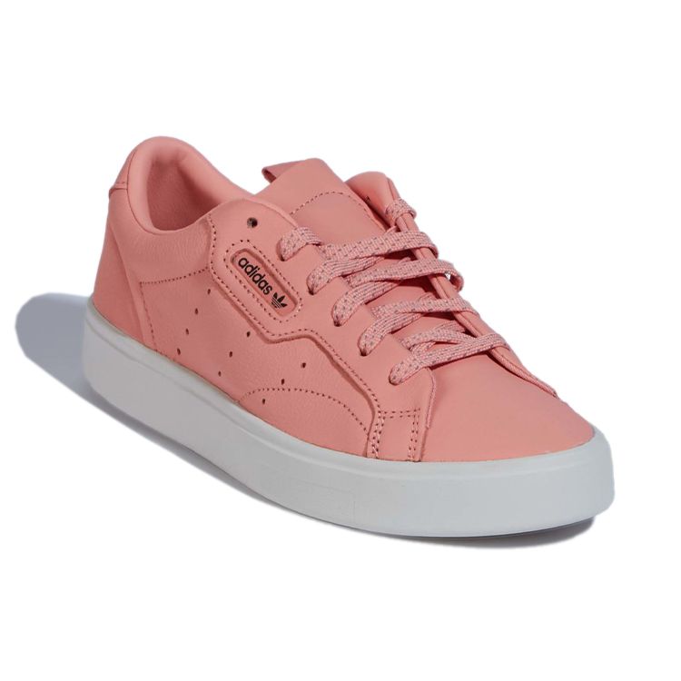 Adidas Originals Sleek Synthetic Leather Lace-Up Durable Low-Top Sneakers Women Sneakers Pink White FV0512
