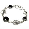 Black Spinel Black Onyx Gemstone 925 Silver Plated Jewelry Bracelet 6-8"