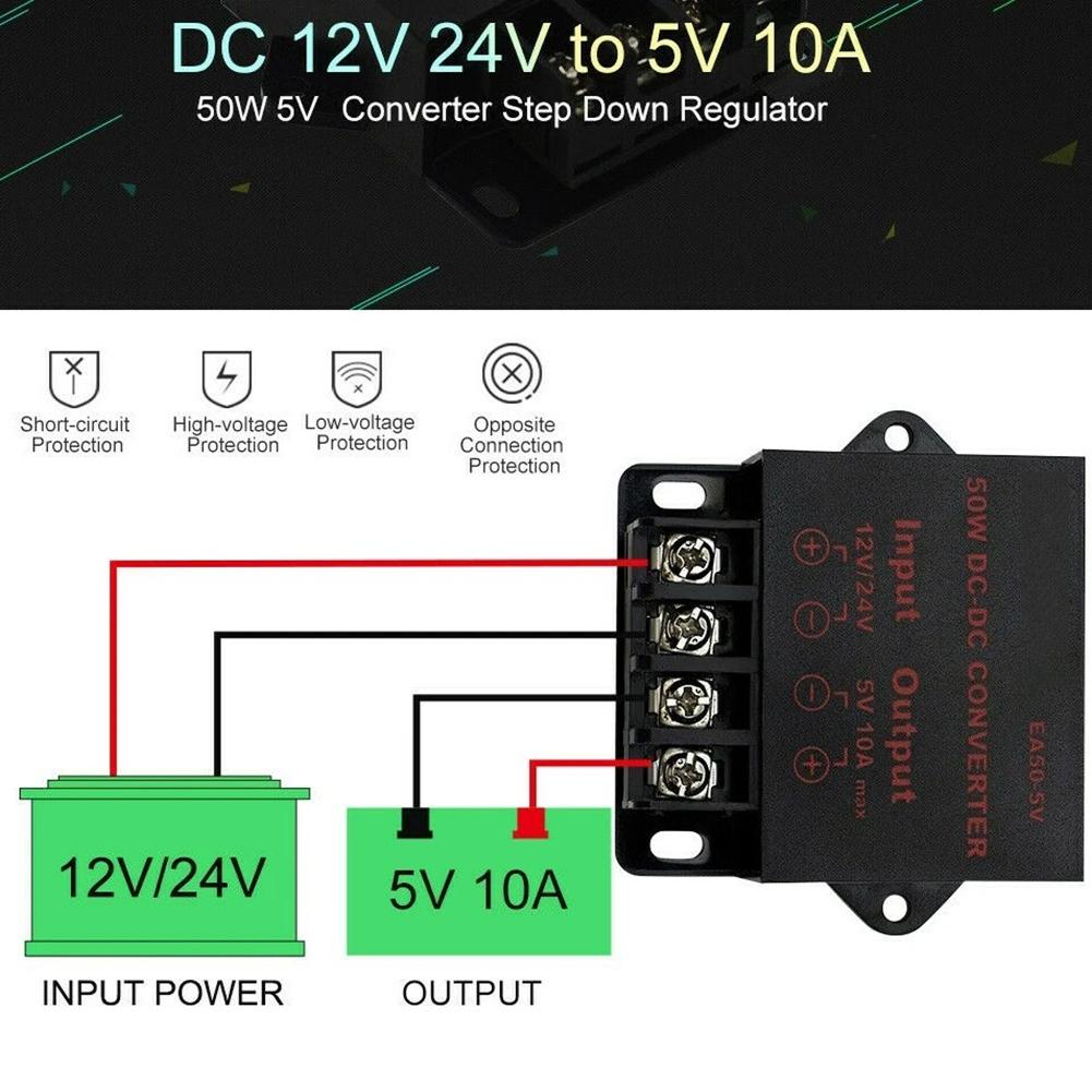 12V To 5V Converter 24V To 12V Step Down Regulator 24V To 5V DC-DC Reducer Suitable For Power Supply Of Various Devices