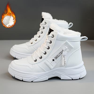 Женские зимние теплые высокие ботинки на шнуровке, кроссовки большого размера, повседневные водонепроницаемые зимние ботинки