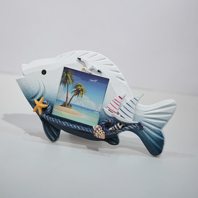 Mediterranean Style Wooden Starfish Fish Helmsman Photo Frame Desktop Decoration Bar Kindergarten Photo Wall Decoration