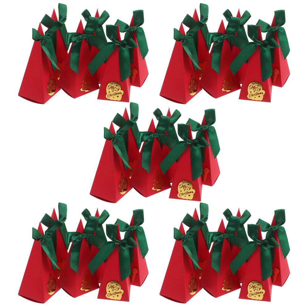 150Pcs Red Triangle Gift Boxes Paper Candy Cases Festive Party Storage