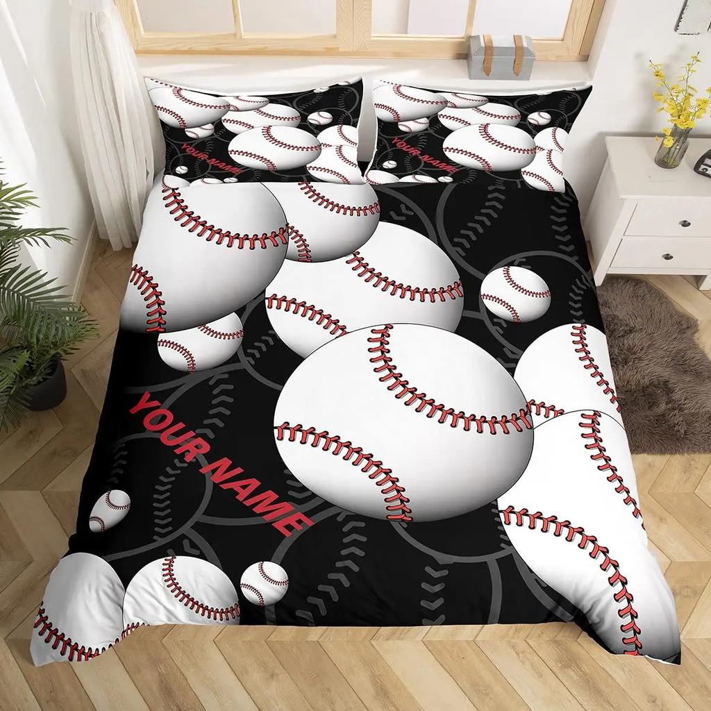 Пододеяльник с именем на заказ для мальчиков-подростков, синий пламенный футбольный комплект постельного белья, персонализированный спортивный чехол для одеяла, декор для спальни