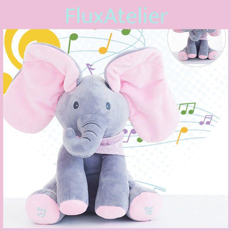 Adorable Peek-a-boo Elephant Singing Baby Plush Toy For Kids In Pink And Gray