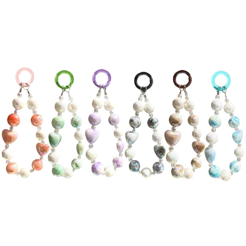 Handmade Beaded Phone Chain Elegant Crystal Wristlet, Fashionable Wrist Lanyard Accessories Suitable for Smartphone Bags