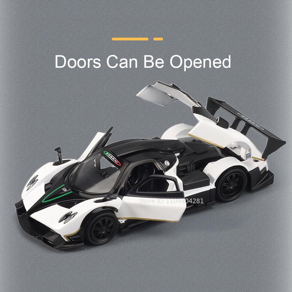 1:32 Pagani Zonda R Huaya BC Миниатюрная модель Сплав Литье под давлением Игрушки Двери машины открываются Звук Свет Оттянуть Назад Транспортные средства Мальчик Коллекция Подарки