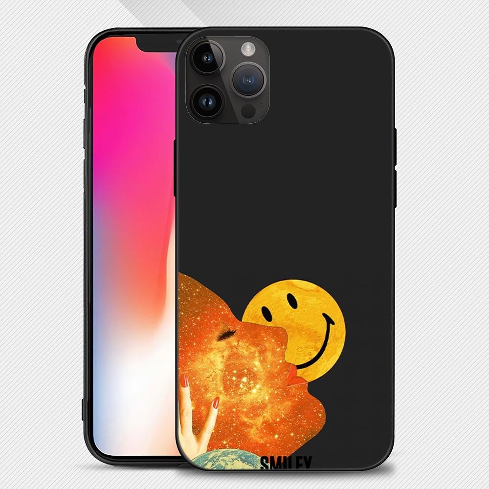 Забавный чехол для телефона S-Smiley Face iPhone15 14 13 12 11 Pro Max Mini X 7 8 Мягкий чехол