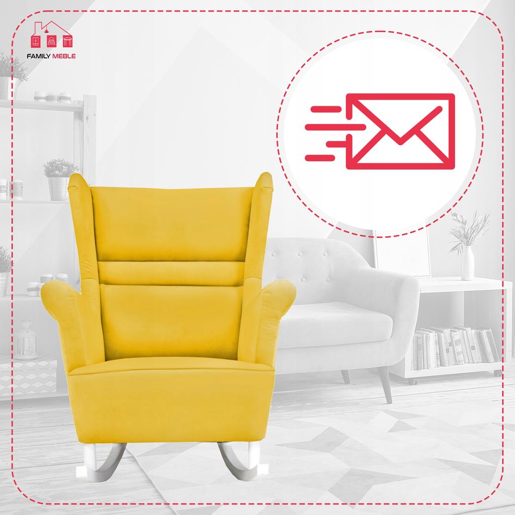 Zoja Rocking Chair, Scandinavian, Family Furniture, Lemon, Yellow, Gold