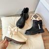Новые корейские милые женские кожаные сапоги на весну и осень
