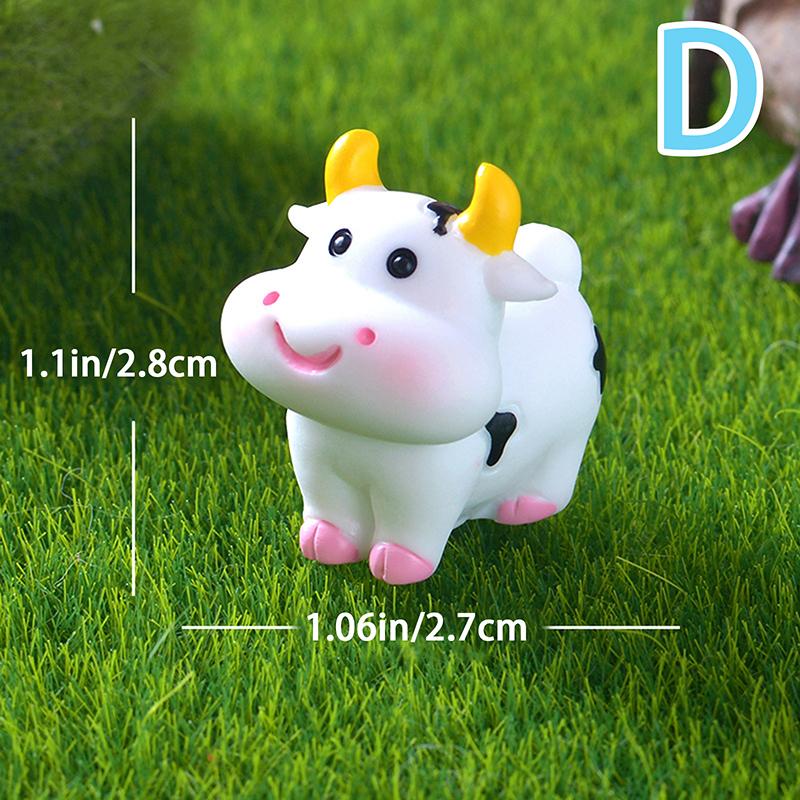 Mini Cute Cow Figurine Craft Miniature Model Home Decoration Accessories Desktop Garden Micro Landscape Ornaments Gift