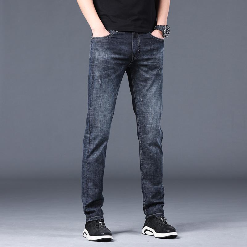 Spring and Autumn Men's Jeans Straight Slim Elastic Hundred Trend of Casual Men's Long Trousers