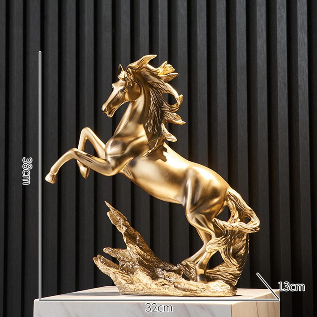 Статуя стоящей лошади из смолы, цвет золота, высота 38 см, ручная работа, украшение стола для