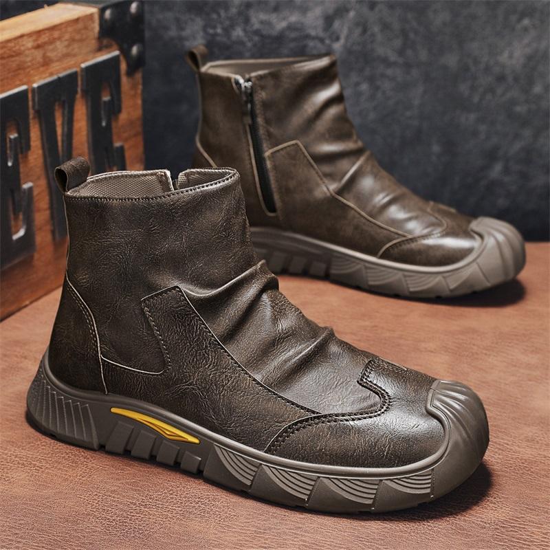 Fashion Boots Men Shoes Casual Shoes Classics Ankle Boots High Slip On Office Ventilate Versatile Motorcycle Boots Men Casual Sneakers