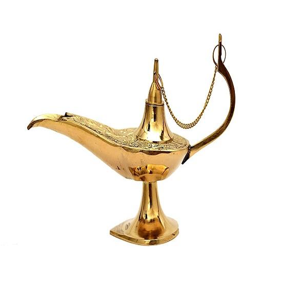 Aladdin Antique Pure Brass Chirag Lamp 8 дюймов Gold