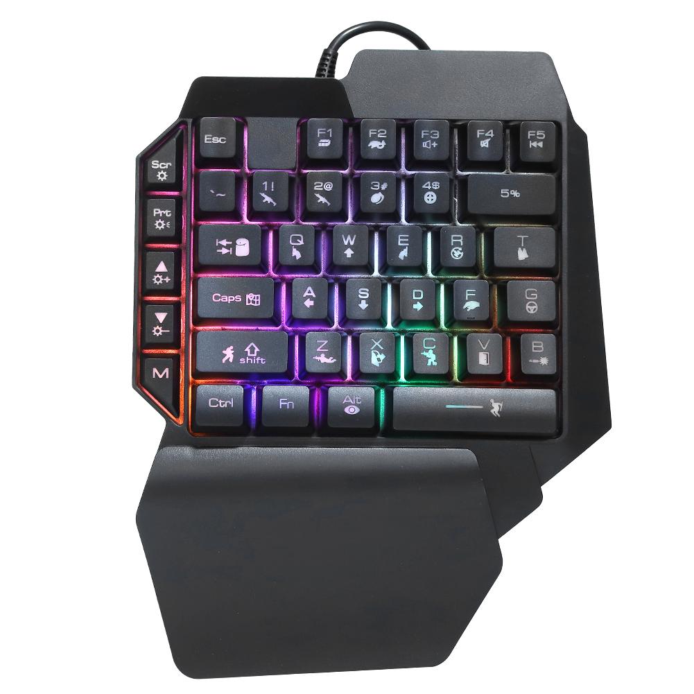 Клавиатура OneHanded для PUBG Computer Механический игровой аксессуар с эффектной подсветкой