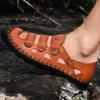 New Summer Closed Toe Men's Leather Sandals Genuine Leather Soft Bottom Beach Driving Hollow-out Plus Size Casual Shoes
