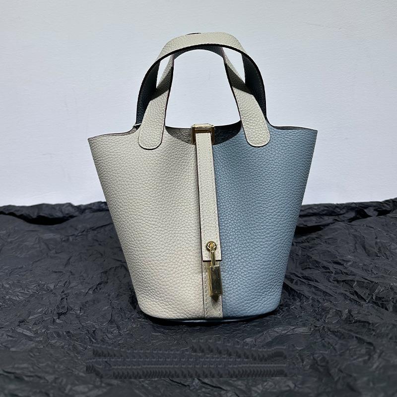 Новая женская сумка из натуральной кожи с корзиной для овощей и кожзаменителем Togo Leather Lychee Pattern Bucket Bag Bag