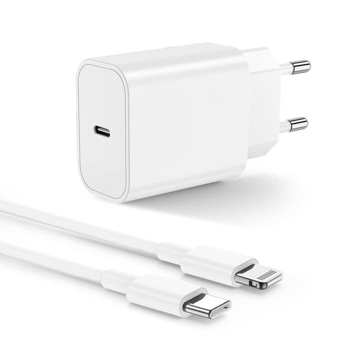 Chargeur iPhone - Apple - 20W - Charge rapide - Câble Lightning 2m - USB Type C