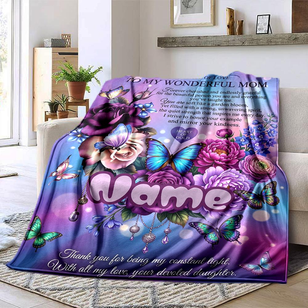 Mom'S Garden Of Love Multi Purpose Customizable Blanket Customize Text Soft Warm Cozy Throw For Sofa Couch Office Bed Picnics For All Occasions