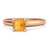 Кольцо с круглым цитрином-солитером - Позолоченное стерлинговое серебро 925 пробы, розовое золото