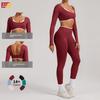 Seamless Yoga Set Long Sleeve Fitness Wear With Moisture Wicking For Women Outdoor Running