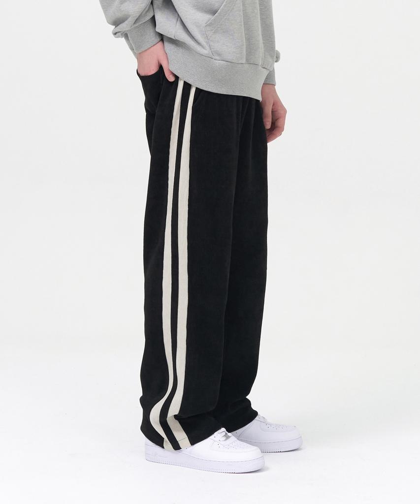 TOFFEE Double Side Line Track Vertical Pants (Black)