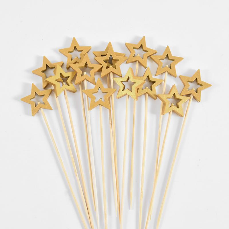 50 шт. Звездные одноразовые бамбуковые шпажки для еды, коктейльные пики, вилки для фруктов для шведского стола, палочки, рождественская вечеринка, день рождения, свадебный декор