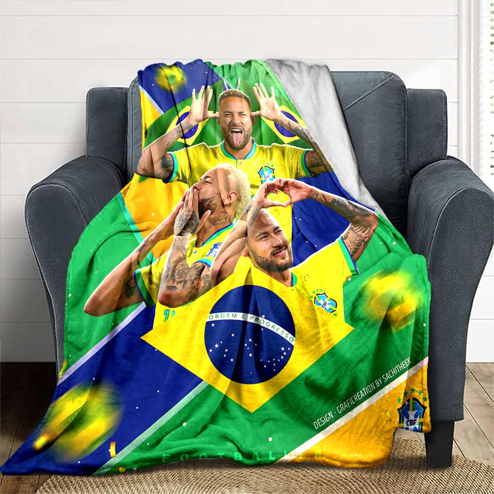 Abstract Neymar Portrait Blanket Comfortable Suitable for Office Bedding Picnics Four Seasons Universal Modern Style Gift for Travel Home Birthdays