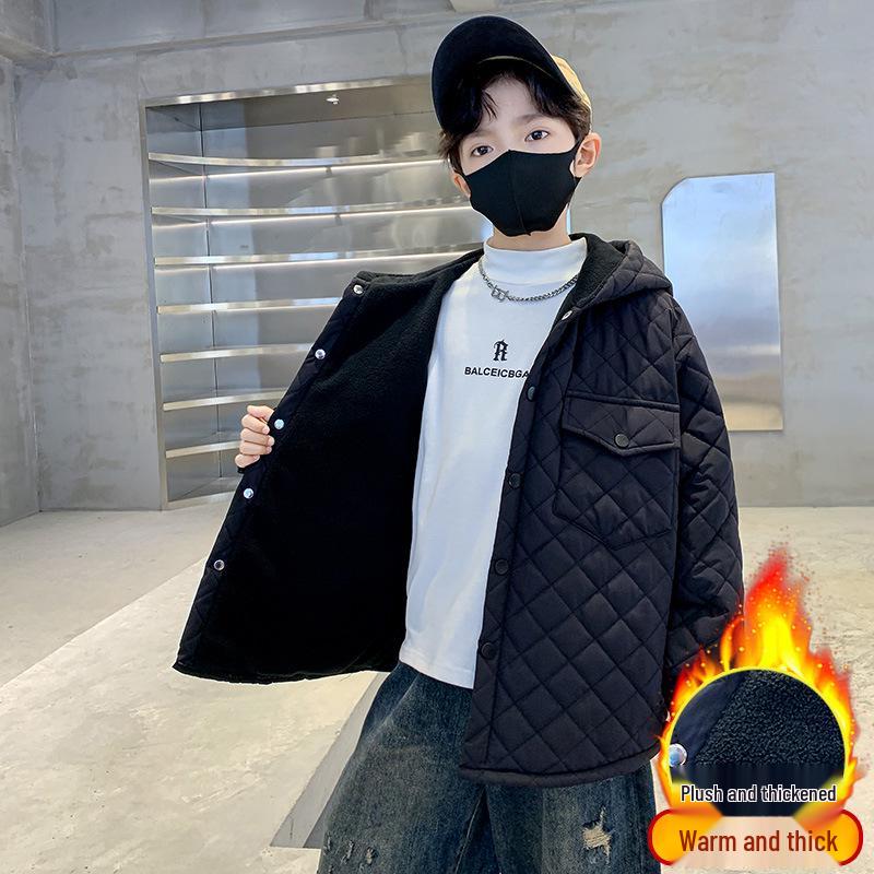 Зимняя стеганая куртка для мальчиков 2025: Модный хлопковый ветрозащитный плащ для детей