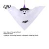 Cartoon Smiling Ghost Pendant Halloween Hanging Decoration, Cute Flying White with Witch Hat Wind Flowing Decoration And Bat Pattern for