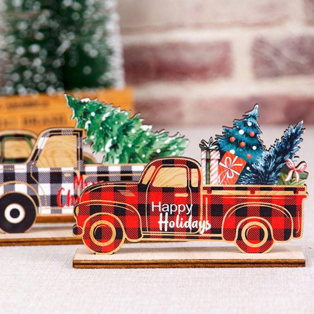 3pcs/set DIY Christmas Wooden Car Decorations Cartoon Christmas Car Ornament  Christmas