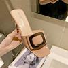 Square Buckle One-piece Outer Wear Thick Heel Sandals Mid Heel Slippers