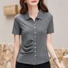 Женская летняя новая футболка с короткими рукавами и лацканами, тонкая повседневная рубашка-поло с короткими рукавами