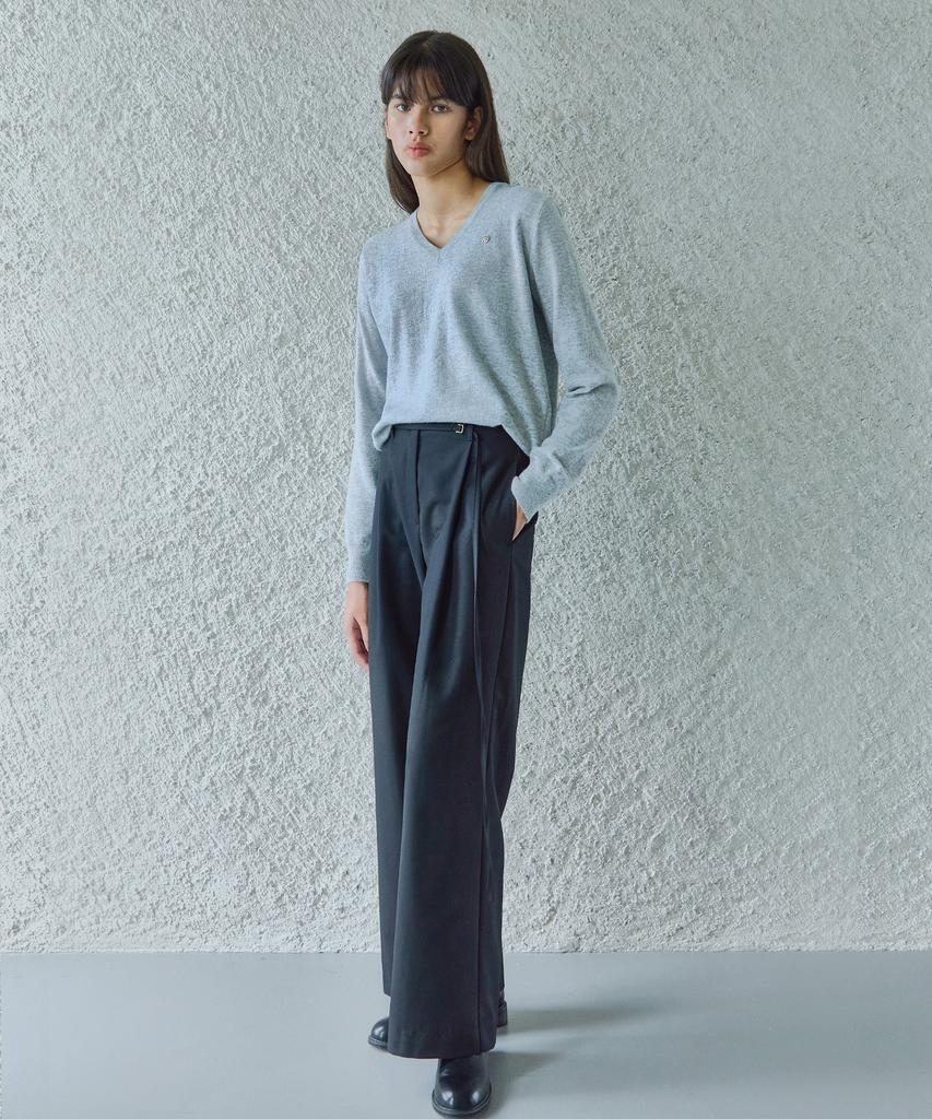 IHR Wide Tuck Belted Pants / Charcoal