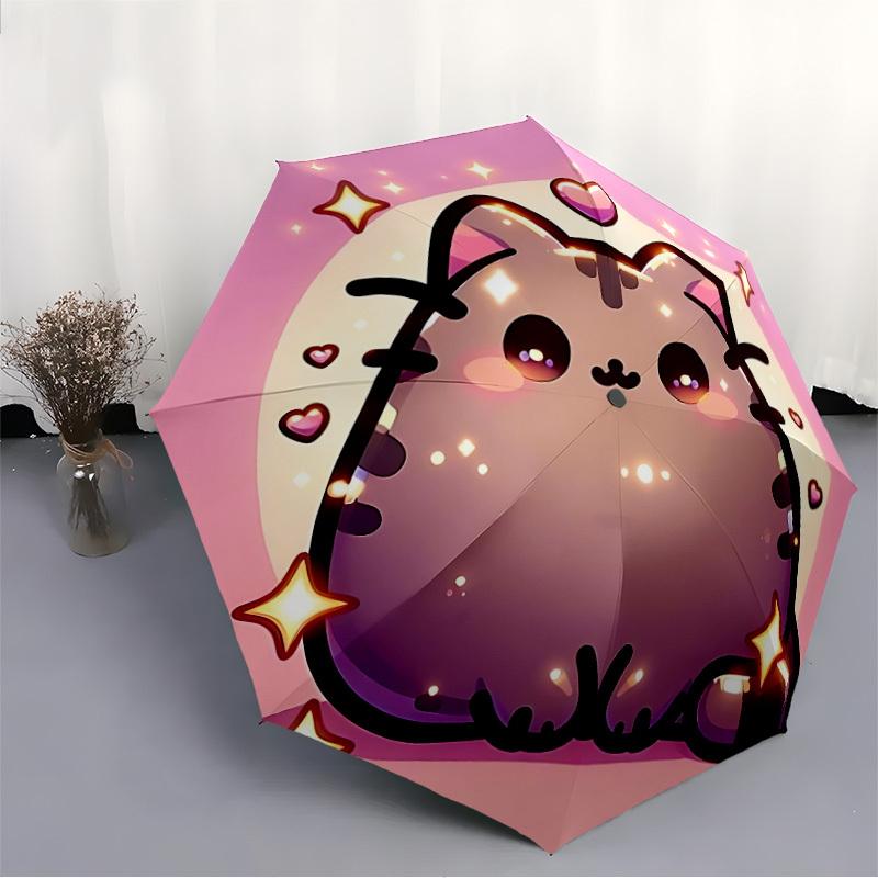 1pc Pusheen Cute Cat Automatic Umbrella High Quality Canopy, Portable Folding Umbrella with, Ideal Gift for - Travel, Everyday, Formal Event