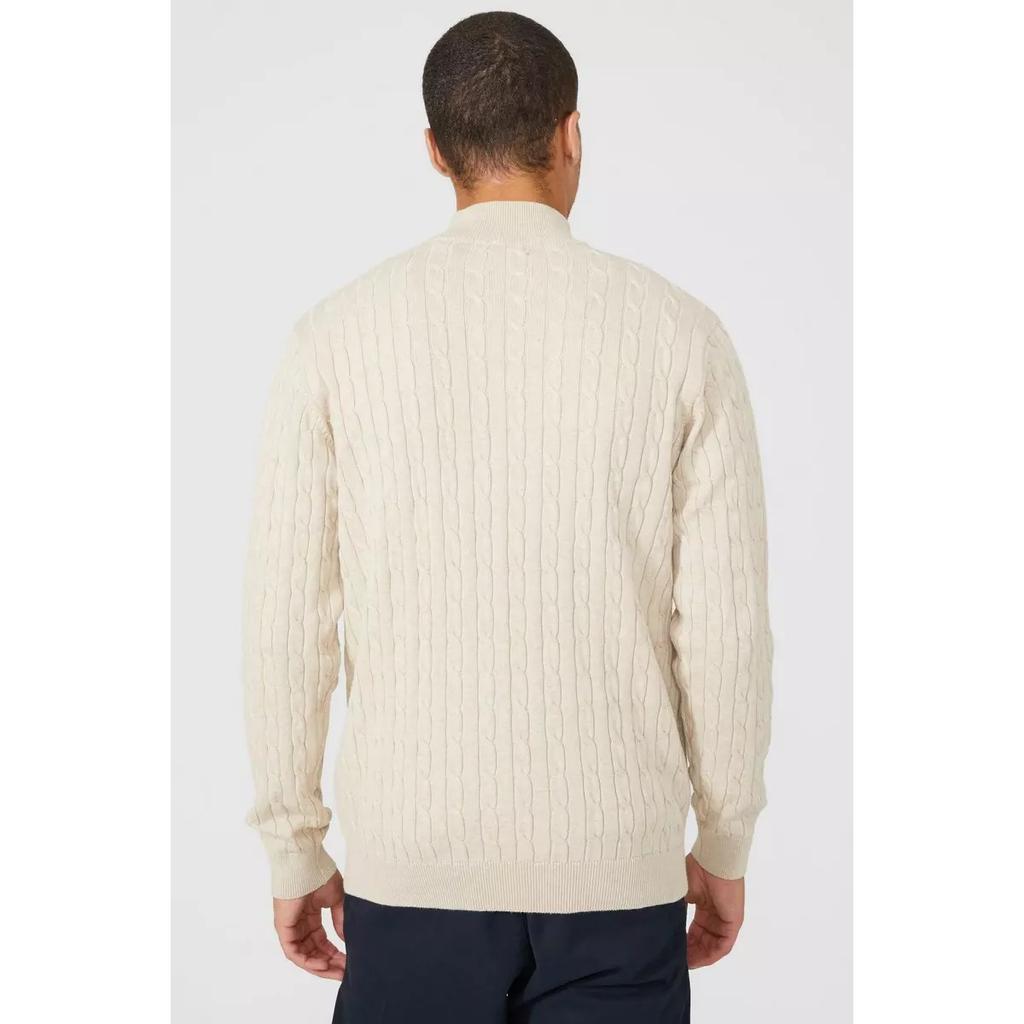 Maine Mens Cable Cotton Half Zip Jumper