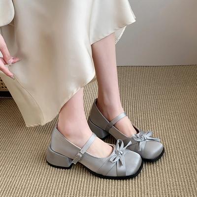 Женские летние туфли на квадратном каблуке со средним каблуком, классические туфли с пряжкой и ремешком на высоком каблуке, модные туфли-бабочки с платьем, женские