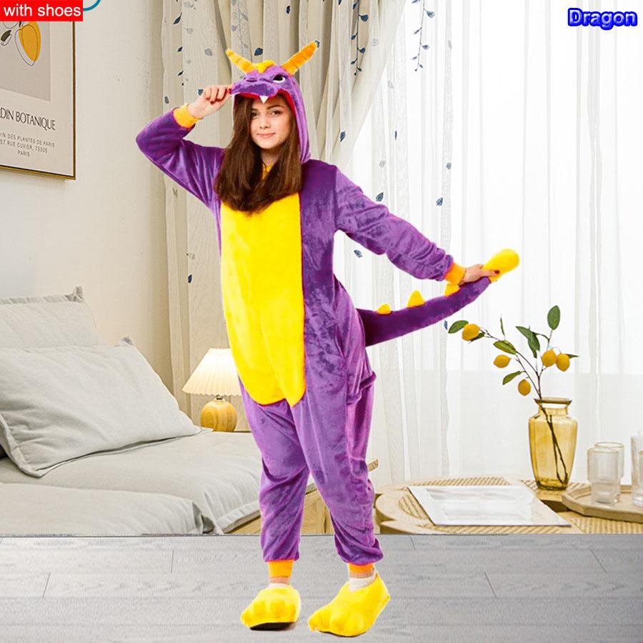 Мужчины Женщины Кигуруми Onesie Пижамы Унисекс Животное Косплей Олень Сова Волк Единорог Акула Костюм Пижамы Комбинезон Для Хэллоуина Вечеринка С обувью