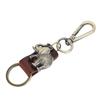2Pcs Key Chains Elephant Shape Metal Cowhide Car Keychain Retro Leather Pendant GiftsBrown