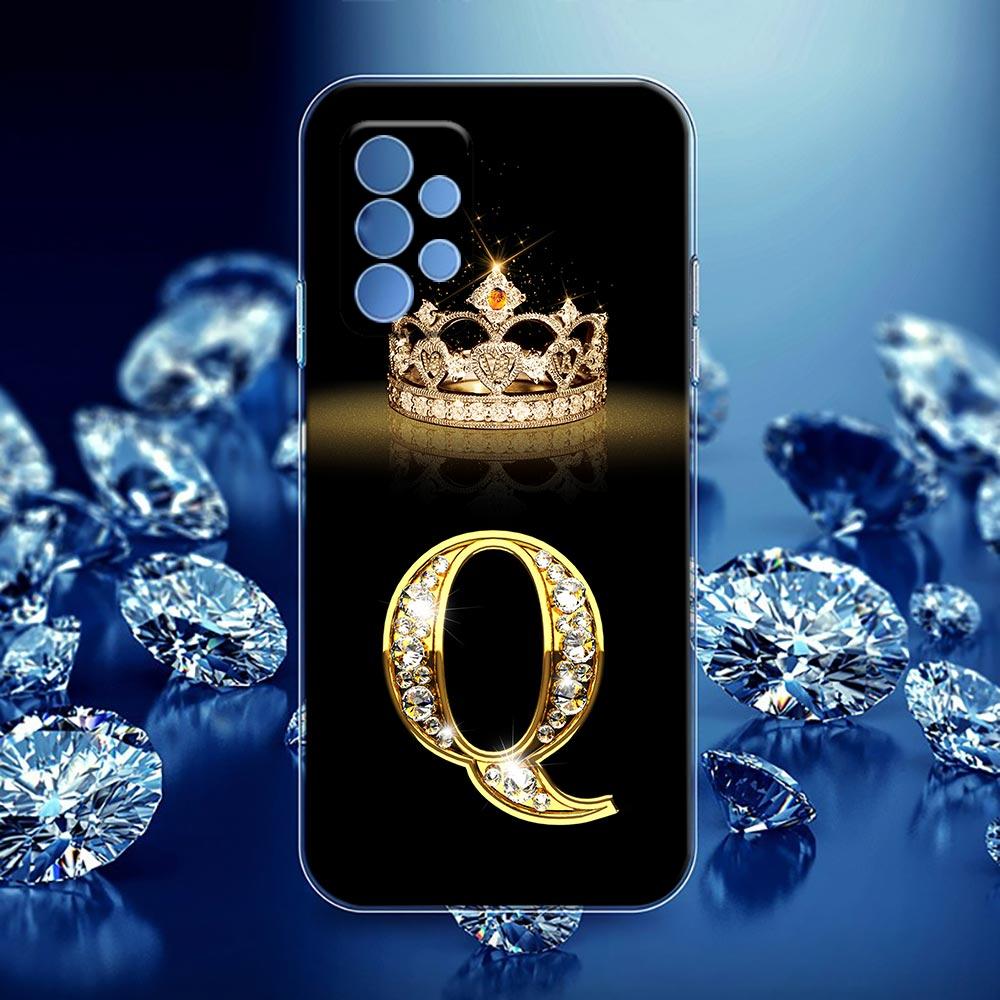 Алмазная Корона Инициалы Буква N T Z P Чехол Для Samsung Galaxy A55 A35 A06 A52 5G A53 A72 A53 A15 A51 A33 A32 A41 A23 Чехол для Телефона
