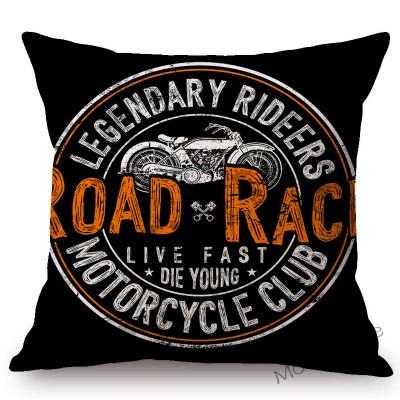 Vintage Motorcycle Club Legendary Rider Letter Print Home Decoration Art Sofa Throw Pillow Case Retro Motorbike Cushion Cover