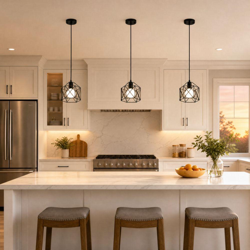 E26 E27 Base Ceiling Chandelier Black Ceiling Lamp Industrial Style Pendant Light Kitchen Island