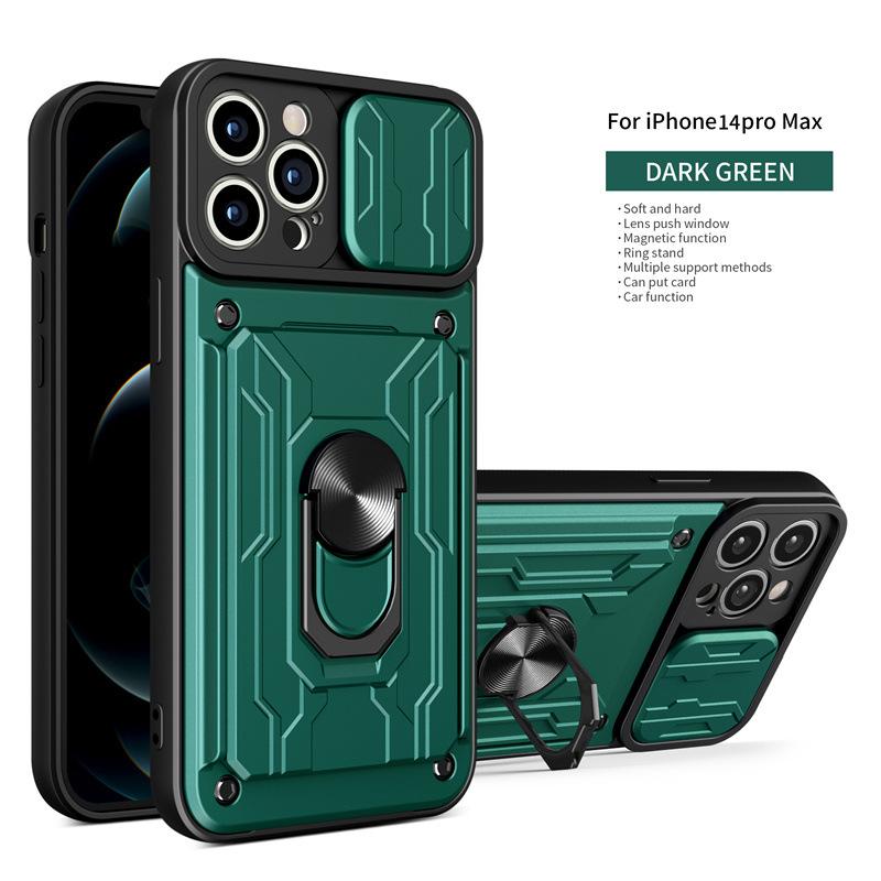 Подходит для IPhone17Pro Max Lijia Окно Нажимной Чехол для Мобильного Телефона Apple 12 Магнитное Кольцо Противоударный Защитный Чехол