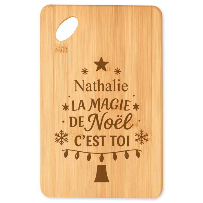 Planche à découper - PLANETEE - Nathalie Magie de Noël Sapin - Bambou gravé - Plateau apéro - Motif Noël