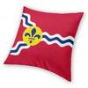 Flag Of St. Louis Square Pillow Case Cushions for Sofa Fleur De Lis Lily Flower Symbol Novelty Cushion Covers