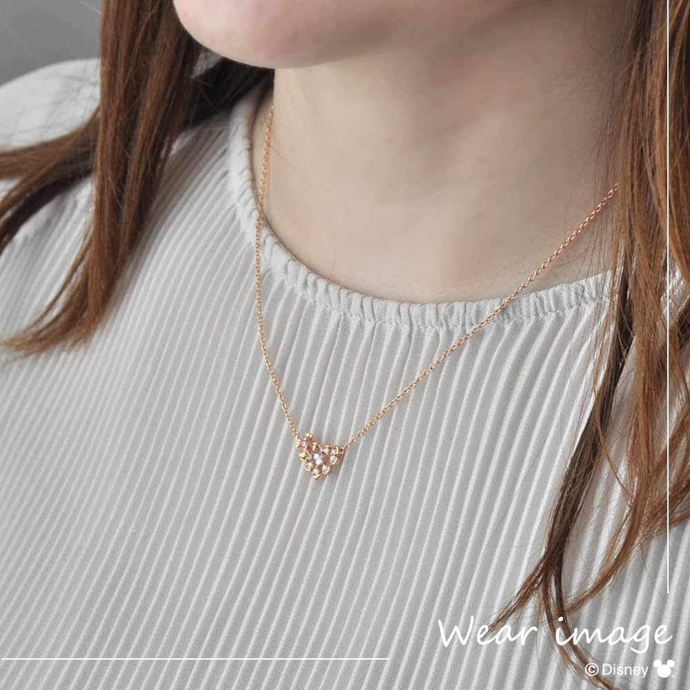 Серебряное ожерелье с подвеской Микки Мауса и розовым золотом, кубический цирконий [Disney] (VPCDSW0046)