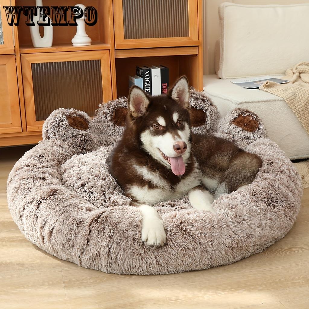 Градуированная лежанка-лапка с изображением медвежонка, мягкое полиэфирное волокно, подходит для маленьких, средних и больших собак, уютный шезлонг для домашних животных, сборка не требуется