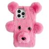 For iPhone 16 Pro Max Case 3D Bear Faux Fur Fluffy Inner TPU Phone Cover